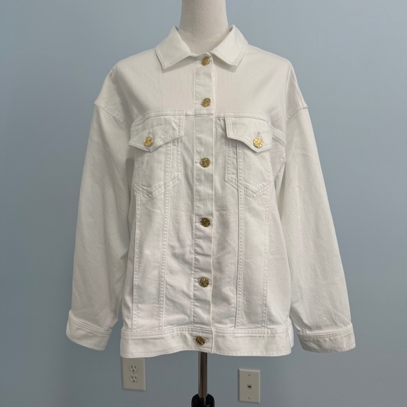 Lilly Pulitzer Brixley Denim Jacket Resort White Size S/M‎ NWT - Picture 1 of 12
